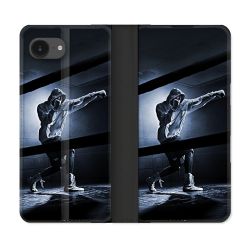 Housse Cuir Portefeuille Pour Iphone 16e Sport Boxe Poing