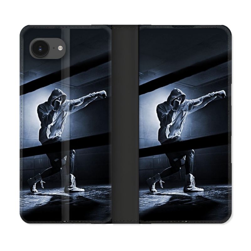 Housse Cuir Portefeuille Pour Iphone 16e Sport Boxe Poing