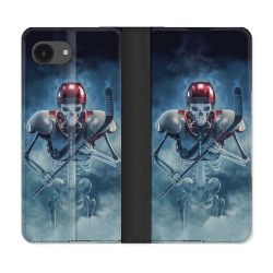 Housse Cuir Portefeuille Pour Iphone 16e Sport Hockey Squelette