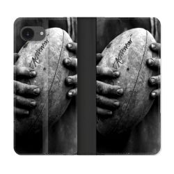 Housse Cuir Portefeuille Pour Iphone 16e Sport Rugby Ballon Vintage
