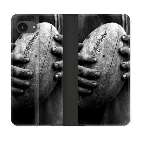 Housse Cuir Portefeuille Pour Iphone 16e Sport Rugby Ballon Vintage