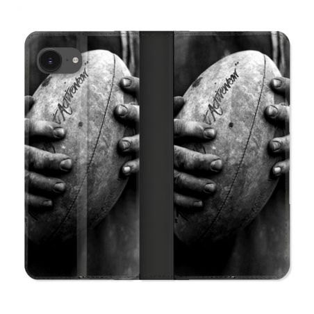 Housse Cuir Portefeuille Pour Iphone 16e Sport Rugby Ballon Vintage