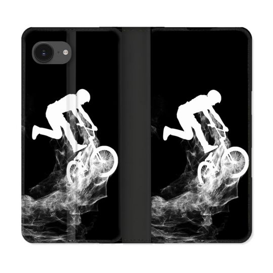 Housse Cuir Portefeuille Pour Iphone 16e Sport VTT Noir