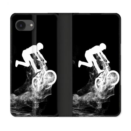 Housse Cuir Portefeuille Pour Iphone 16e Sport VTT Noir