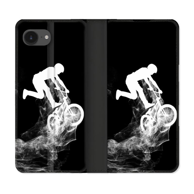 Housse Cuir Portefeuille Pour Iphone 16e Sport VTT Noir