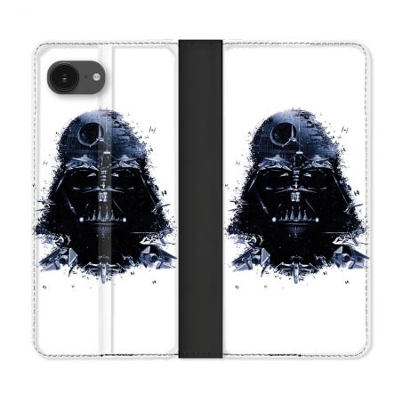Housse Cuir Portefeuille Pour Iphone 16e Star Wars - Dark Vador Blanc
