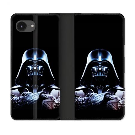 Housse Cuir Portefeuille Pour Iphone 16e Star Wars - Dark Vador Noir