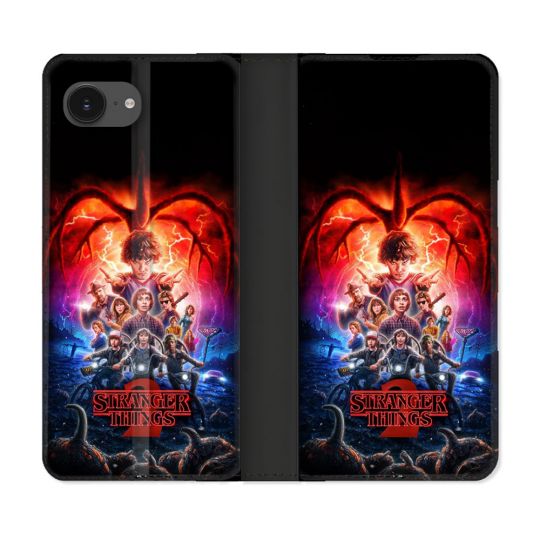 Housse Cuir Portefeuille Pour Iphone 16e Stranger Things Affiche 2