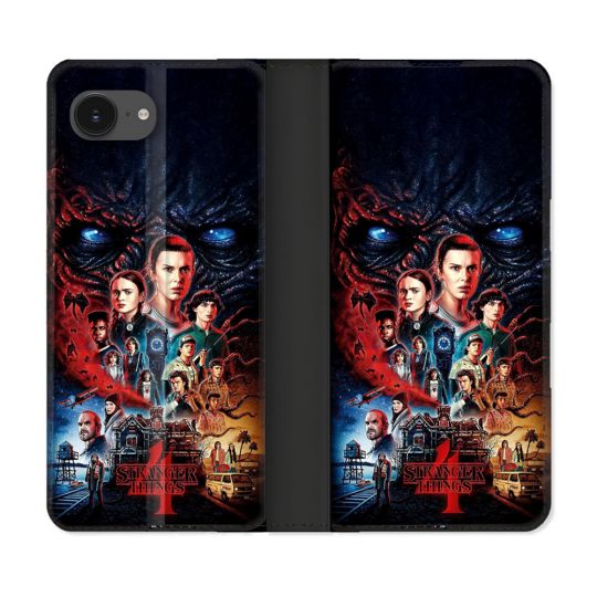 Housse Cuir Portefeuille Pour Iphone 16e Stranger Things Affiche 4