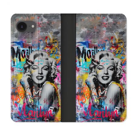 Housse Cuir Portefeuille Pour Iphone 16e Street Art Maryline Monroe