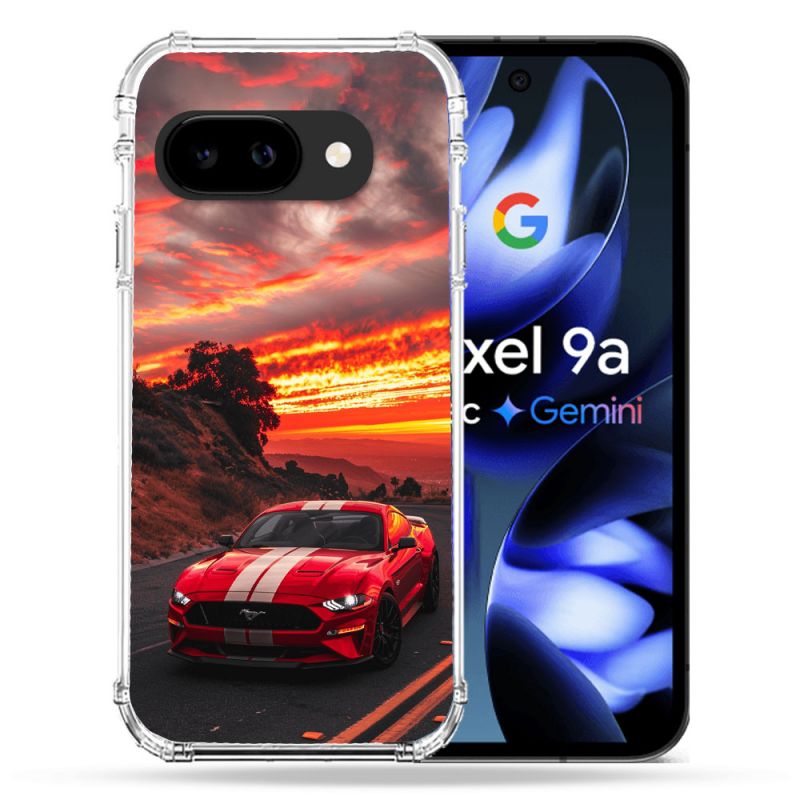 Coque Renforcée Pour Google Pixel 9A Ford Mustang GT500 Rouge