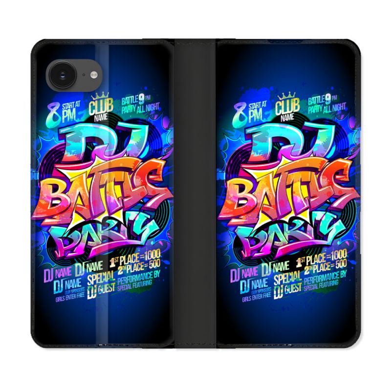 Housse Cuir Portefeuille Pour Iphone 16e Street Art Rap