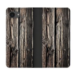 Housse Cuir Portefeuille Pour Iphone 16e Texture Bois
