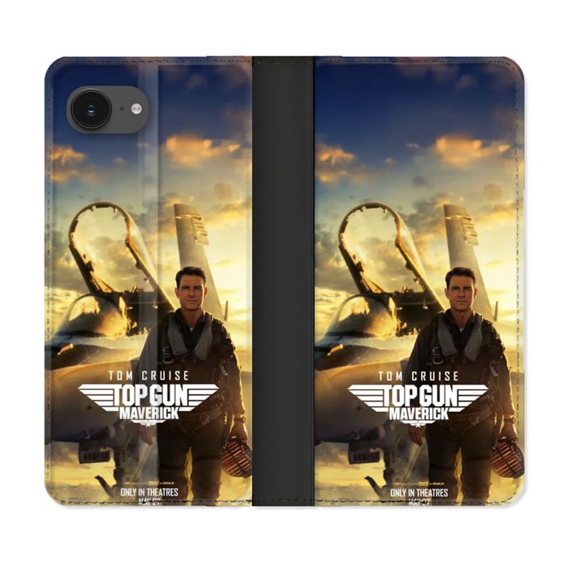 Housse Cuir Portefeuille Pour Iphone 16e Top Gun