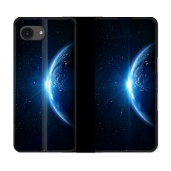 Housse Cuir Portefeuille Pour Iphone 16e Univers Planete Terre
