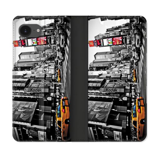 Housse Cuir Portefeuille Pour Iphone 16e Voyage Amerique USA New York Taxi