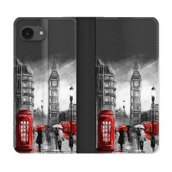 Housse Cuir Portefeuille Pour Iphone 16e Voyage Angleterre Londres Vintage