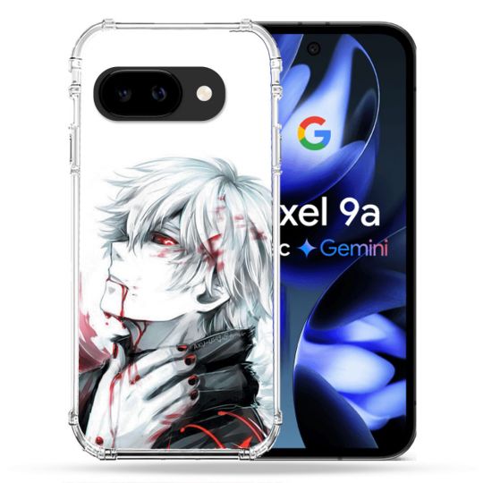 Coque Renforcée Pour Google Pixel 9A Manga Tokyo Ghoul Kaneki Blanc
