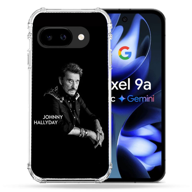Coque Renforcée Pour Google Pixel 9A Musique Johnny Hallyday Noir