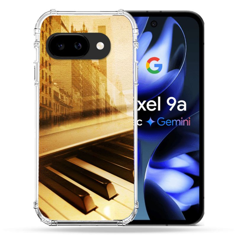 Coque Renforcée Pour Google Pixel 9A Musique Piano Retro