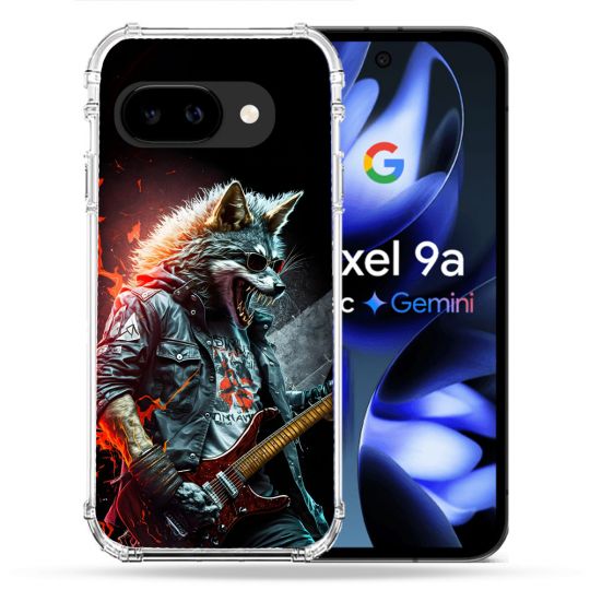 Coque Renforcée Pour Google Pixel 9A Musique Rock Loup