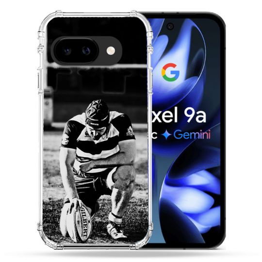 Coque Renforcée Pour Google Pixel 9A Sport Rugby Noir Blanc