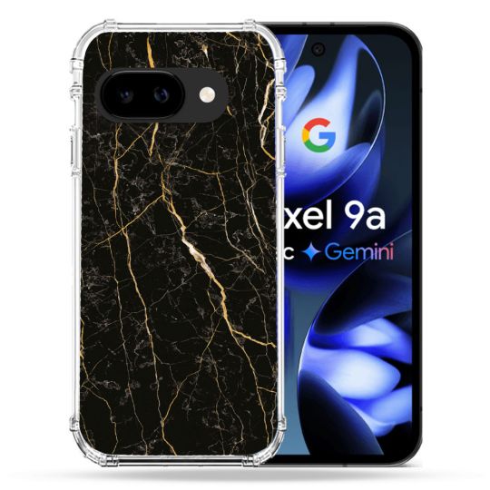 Coque Renforcée Pour Google Pixel 9A Texture Marbre Noir