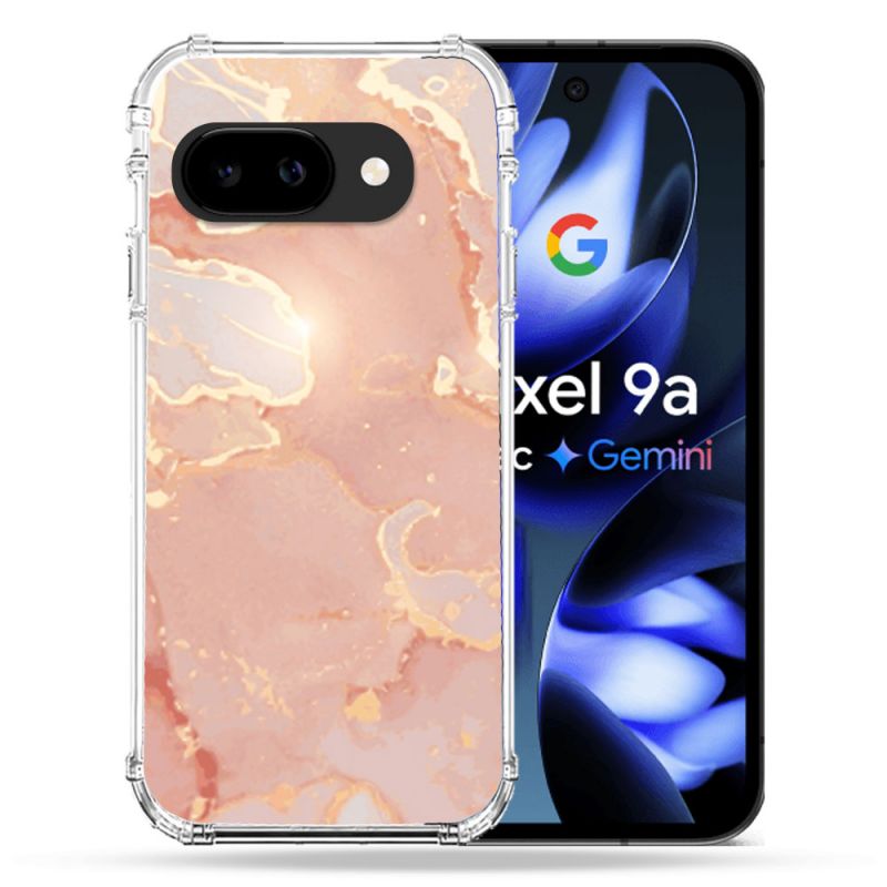 Coque Renforcée Pour Google Pixel 9A Texture Marbre Rose