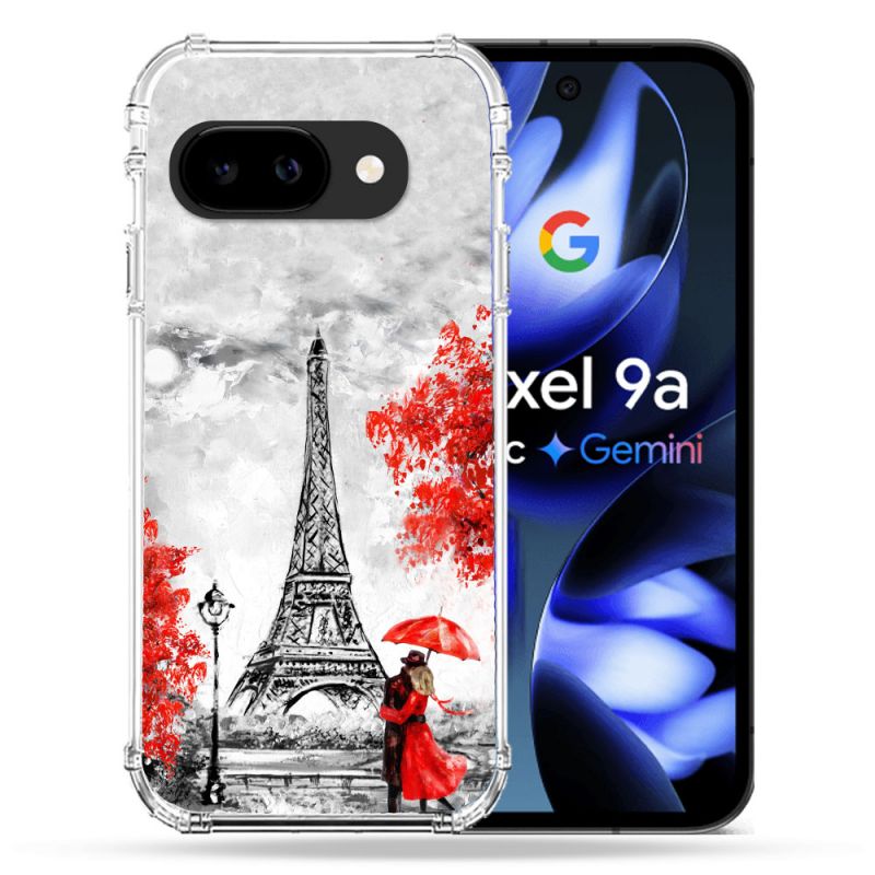 Coque Renforcée Pour Google Pixel 9A Voyage France Paris Rouge