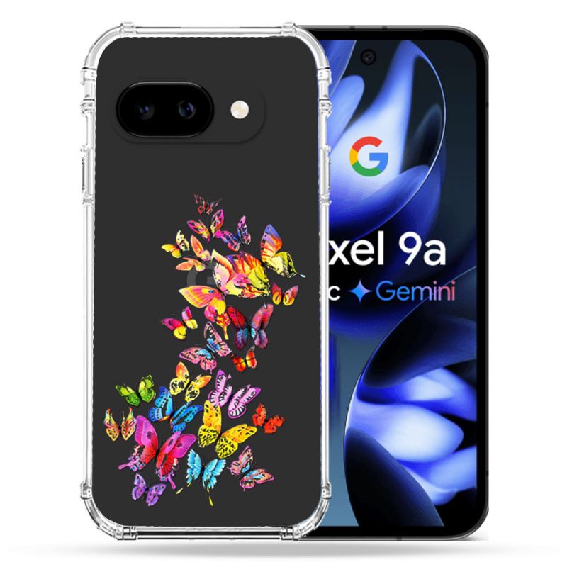 Coque Renforcée Transparente Pour Google Pixel 9A Papillon Multicolore