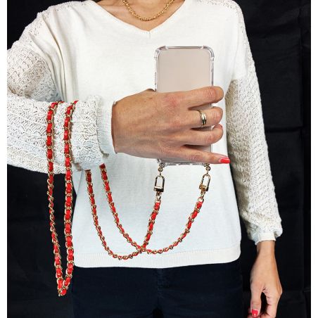 Coque Renforcée Transparente Pour Google Pixel 9A Lanière / Cordon Chaine suspendue Rouge