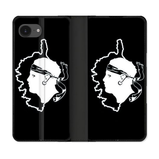 Housse Cuir Portefeuille Pour Iphone 16e Voyage Corse Noir