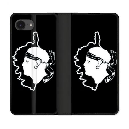 Housse Cuir Portefeuille Pour Iphone 16e Voyage Corse Noir