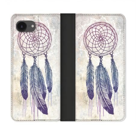 Housse Cuir Portefeuille Pour Iphone 16e Zen Attrape Reve Blanc