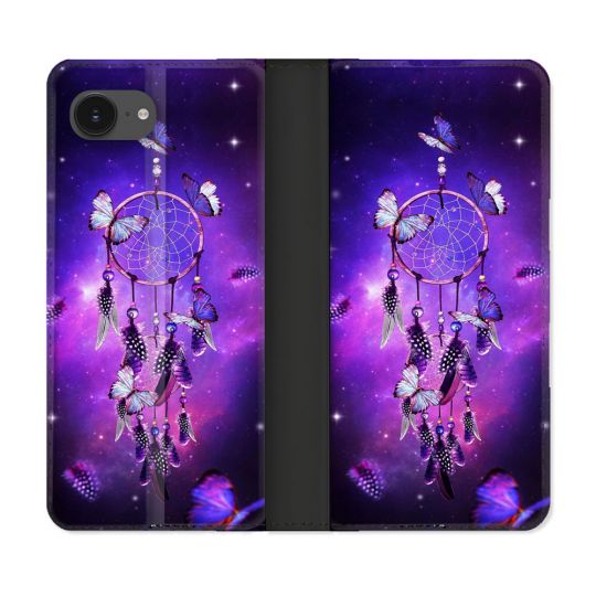 Housse Cuir Portefeuille Pour Iphone 16e Zen Attrape Reve Papillon