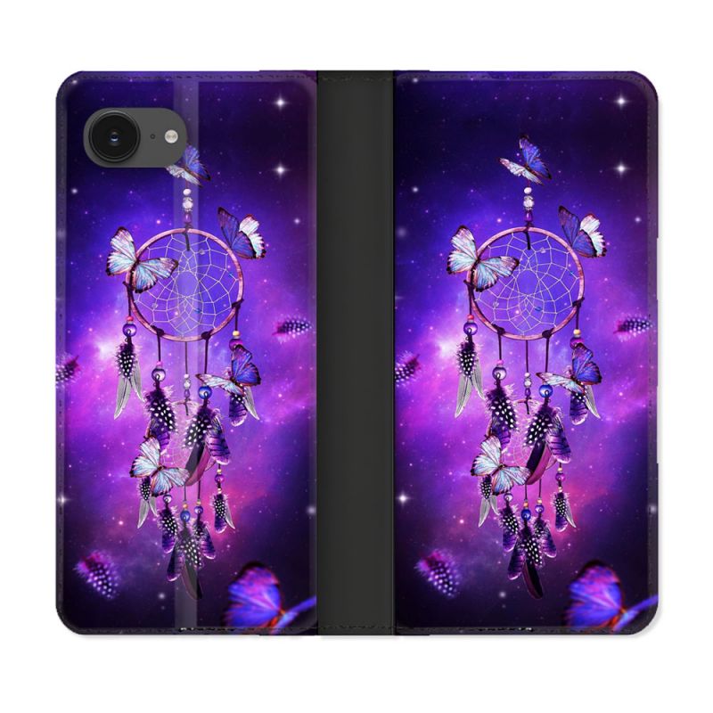 Housse Cuir Portefeuille Pour Iphone 16e Zen Attrape Reve Papillon