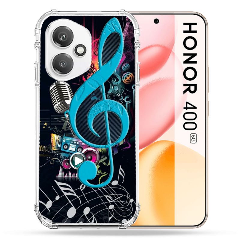 Coque Renforcée Pour Honor 400 5G Musique Cle Sol Bleu