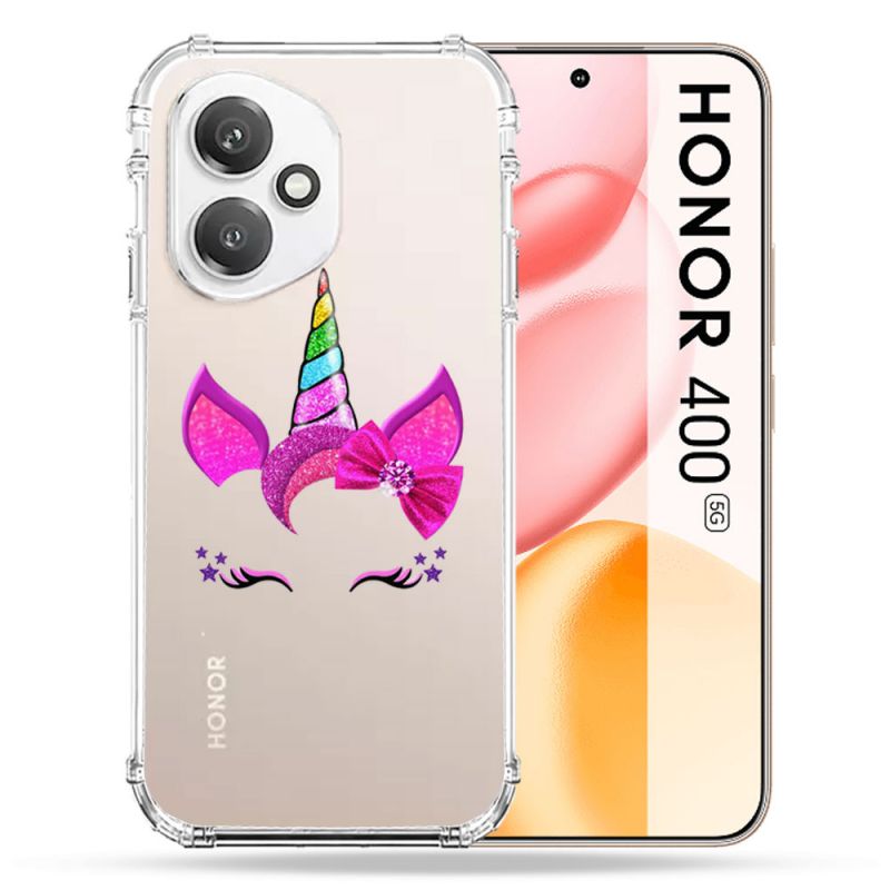 Coque Renforcée Transparente Pour Honor 400 5G Licorne Paillette