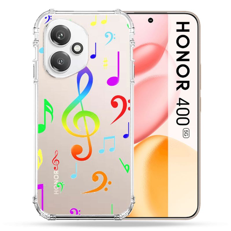 Coque Renforcée Transparente Pour Honor 400 5G Note Musique Colore
