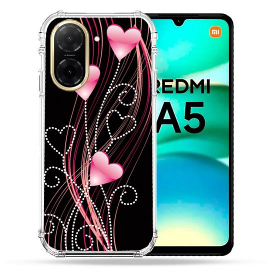 Coque Renforcée Pour Xiaomi Redmi A5 Amour Coeur Rose Montant sur Noir