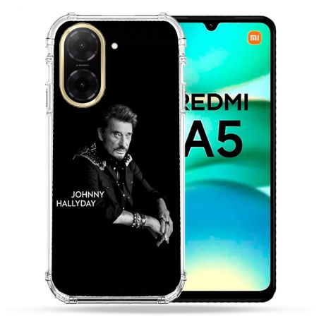 Coque Renforcée Pour Xiaomi Redmi A5 Musique Johnny Hallyday Noir