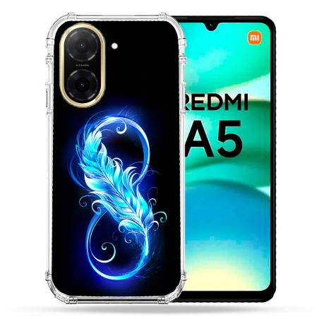 Coque Renforcée Pour Xiaomi Redmi A5 Texture Plume Infini Bleu
