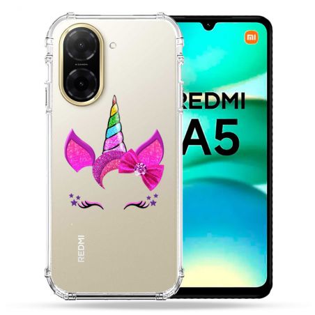 Coque Renforcée Transparente Pour Xiaomi Redmi A5 Licorne Paillette