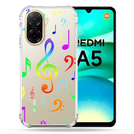 Coque Renforcée Transparente Pour Xiaomi Redmi A5 Note Musique Colore