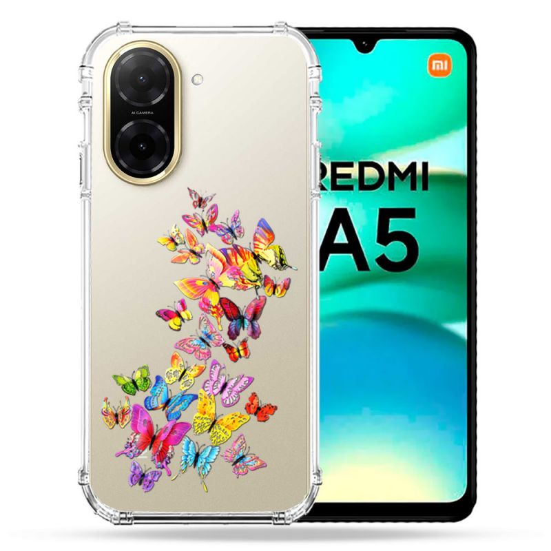 Coque Renforcée Transparente Pour Xiaomi Redmi A5 Papillon Multicolore