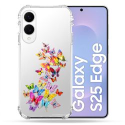 Coque Renforcée Transparente Pour Samsung Galaxy S25 EDGE Papillon Multicolore