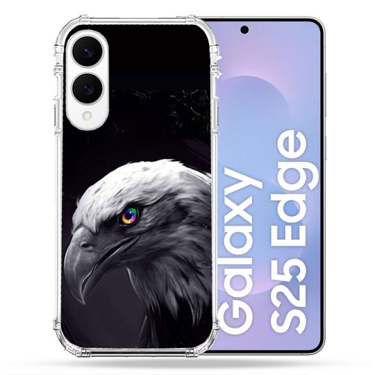 Coque Renforcée Pour Samsung Galaxy S25 EDGE Animal Aigle Royal Noir