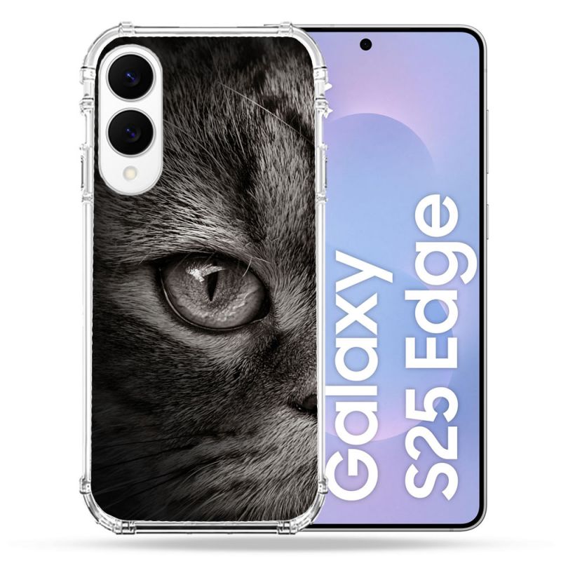 Coque Renforcée Pour Samsung Galaxy S25 EDGE Animal Chat Gris