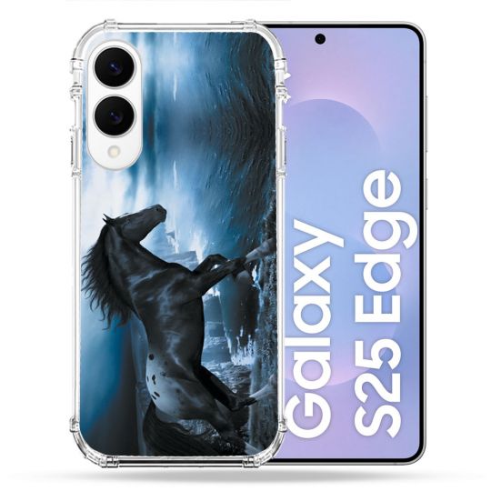 Coque Renforcée Pour Samsung Galaxy S25 EDGE Animal Cheval Noir
