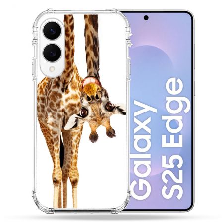 Coque Renforcée Pour Samsung Galaxy S25 EDGE Animal Girafe Blanche